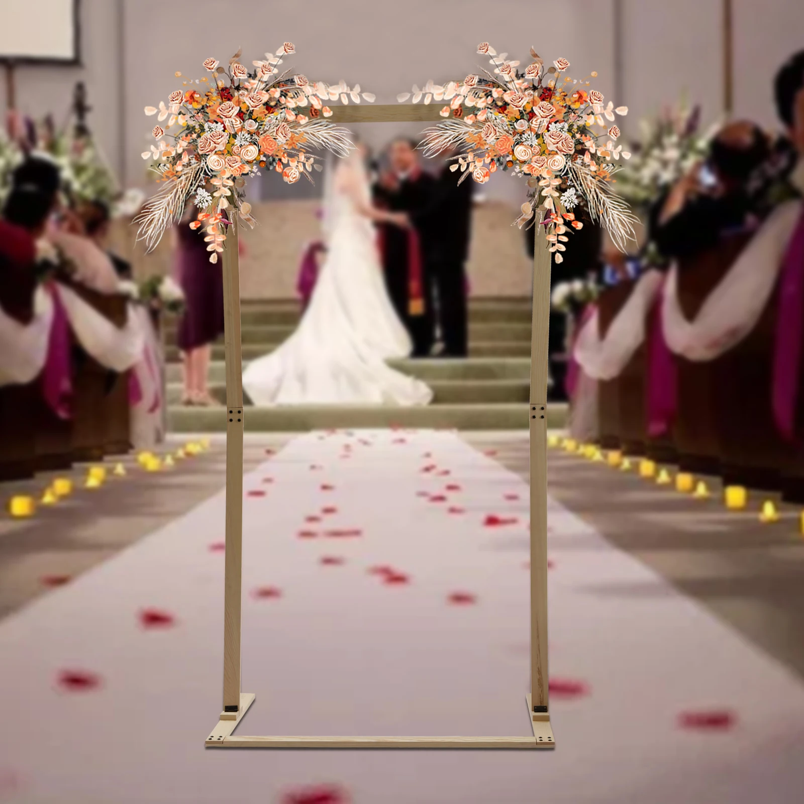 

7Ft Wooden Wedding Arch for Wedding, Parties, Garden, Outdoor, Indoor Backdrop(213*115*60Cm)