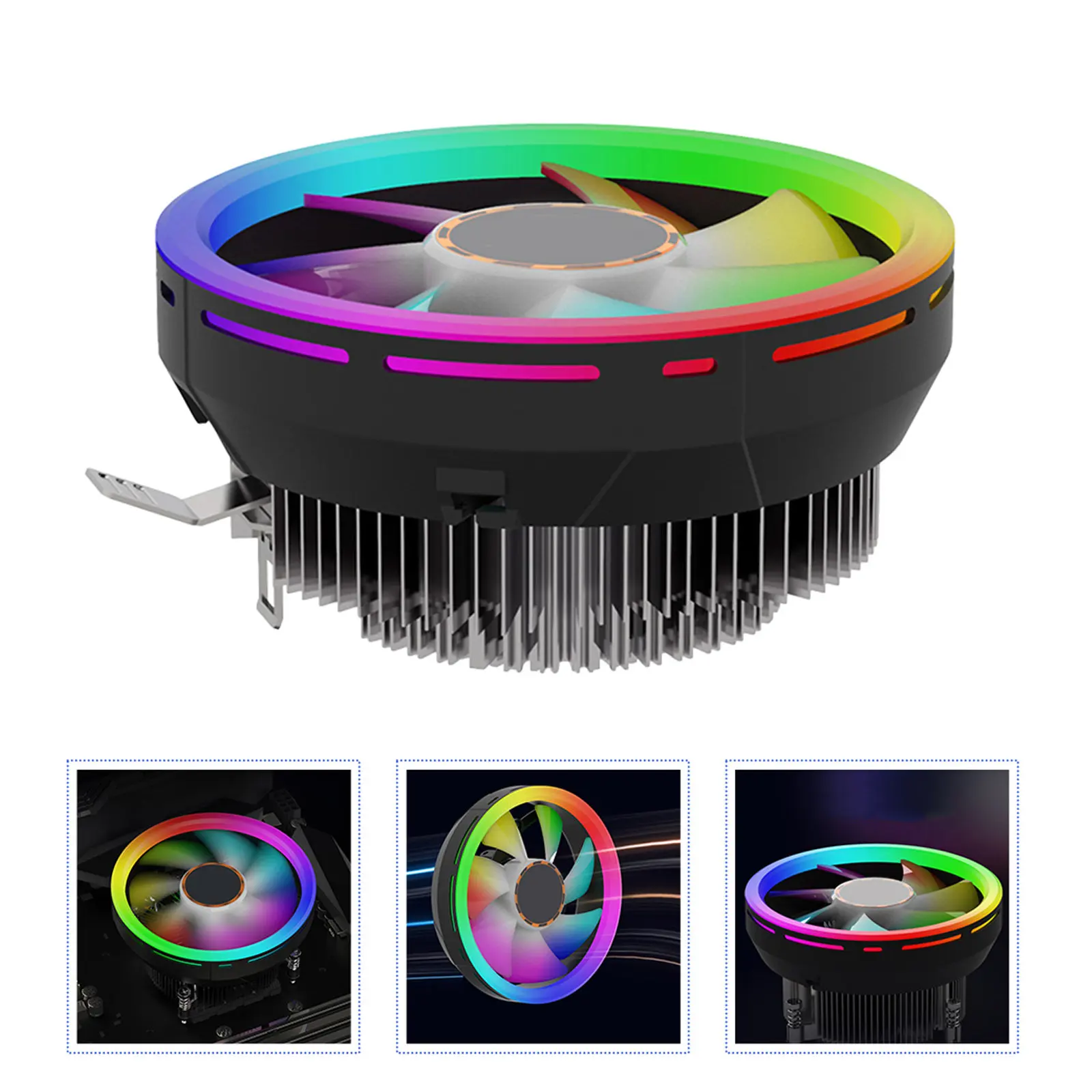 

Вентилятор для процессора с 5-цветной LED-подсветкой, 12 см, алюминиевый, ультратихий, со съемными лопастями, высокопроизводительный радиаторный вентилятор для игрового ПК