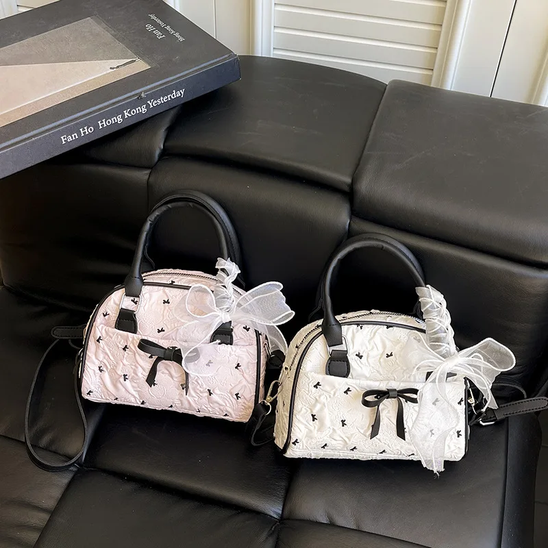 

Niche bow bag for women new summer 2025 fashion cross-body bag sweet and cool girl's hand-held bowling bag