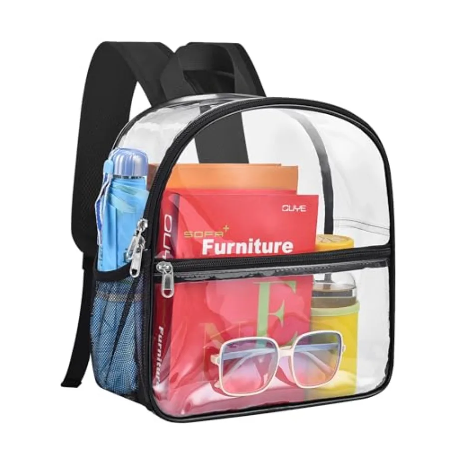 

Прозрачный рюкзак, разрешенный для использования на стадионах, 12×12×6 дюймов, с усиленными и широкими плечевыми ремнями, маленькая прозрачная сумка для школ, концертов, работы, фестивалей
