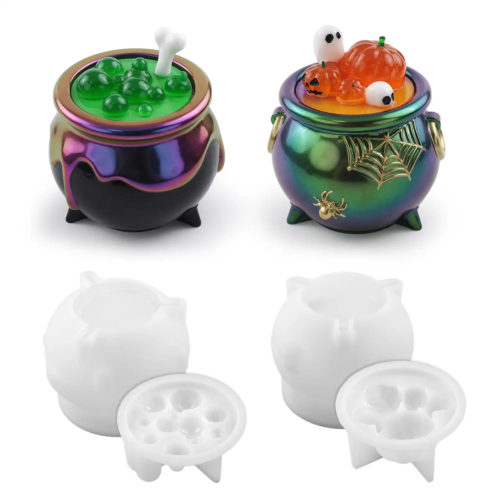 Halloween Silicone Mold Halloween Cauldron Mold for Epoxy Resin Multi-Functional Crafting Project Reusable Mould for Beginners