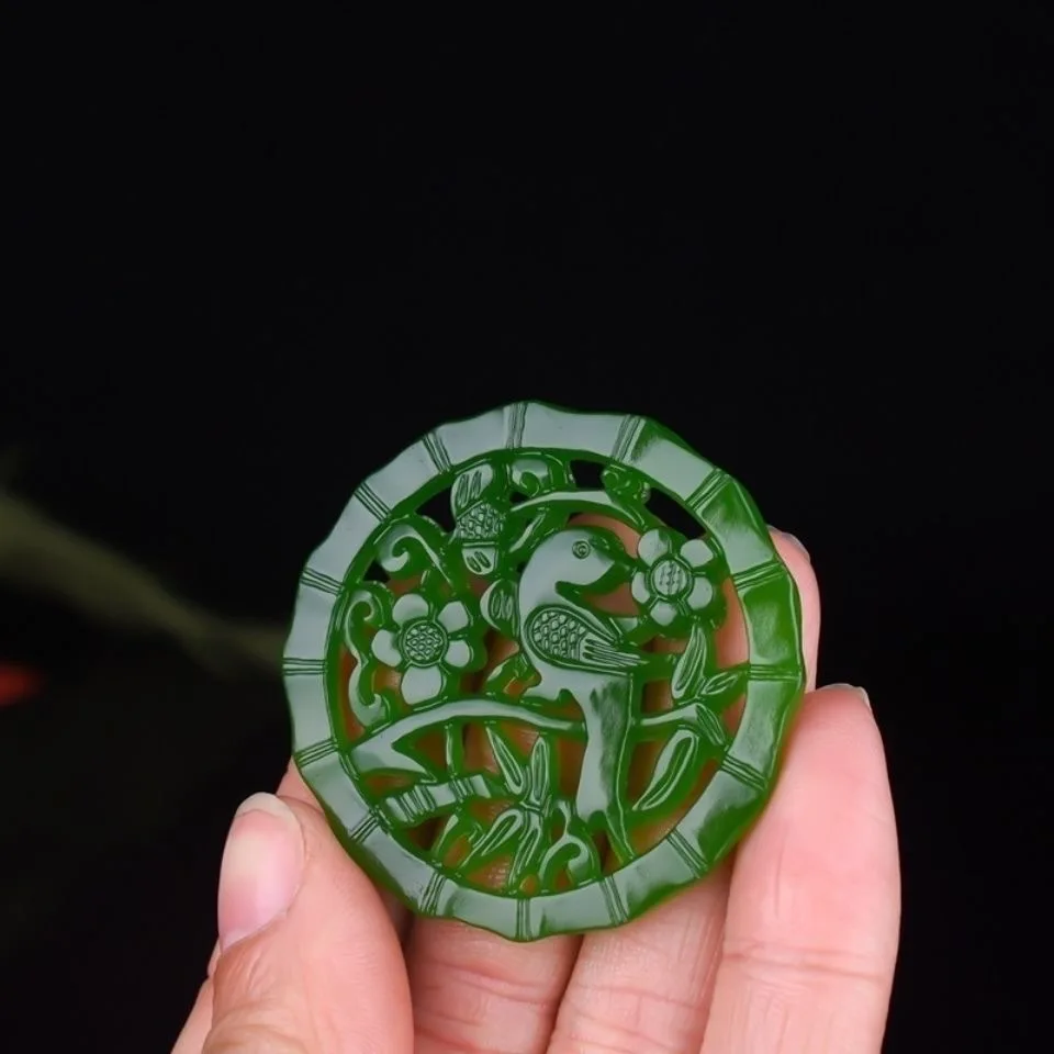 

Двусторонний кулон из натурального монгольского яшмы из Синьцзяна для мужчин и женщин.