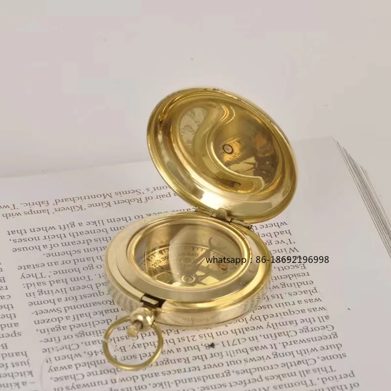 India Imports Brass Pirates of The Caribbean Portable Flip Compass Pocket Watch Compass Toyue Wild Camping