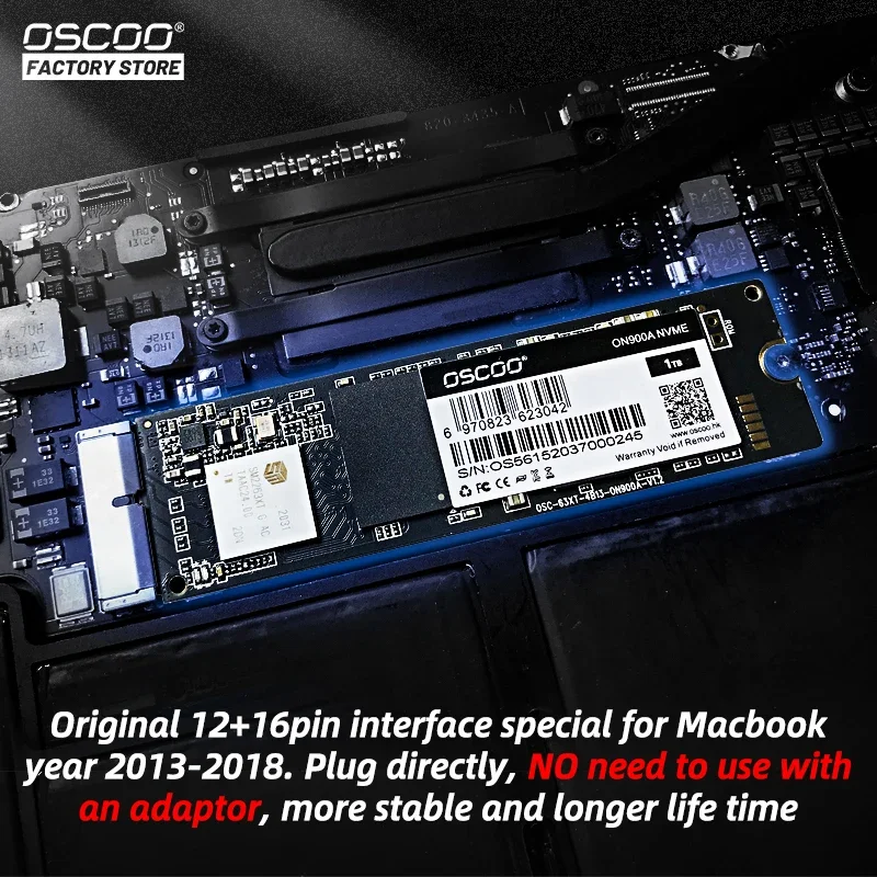 OSCOO 1TB M.2 NVMe SSD Hard Disk for Macbook Pro Retian A1502 A1398 Air A1465 A1466 A1369 IMac A1418 A1419 A1347 Mac Pro A1481