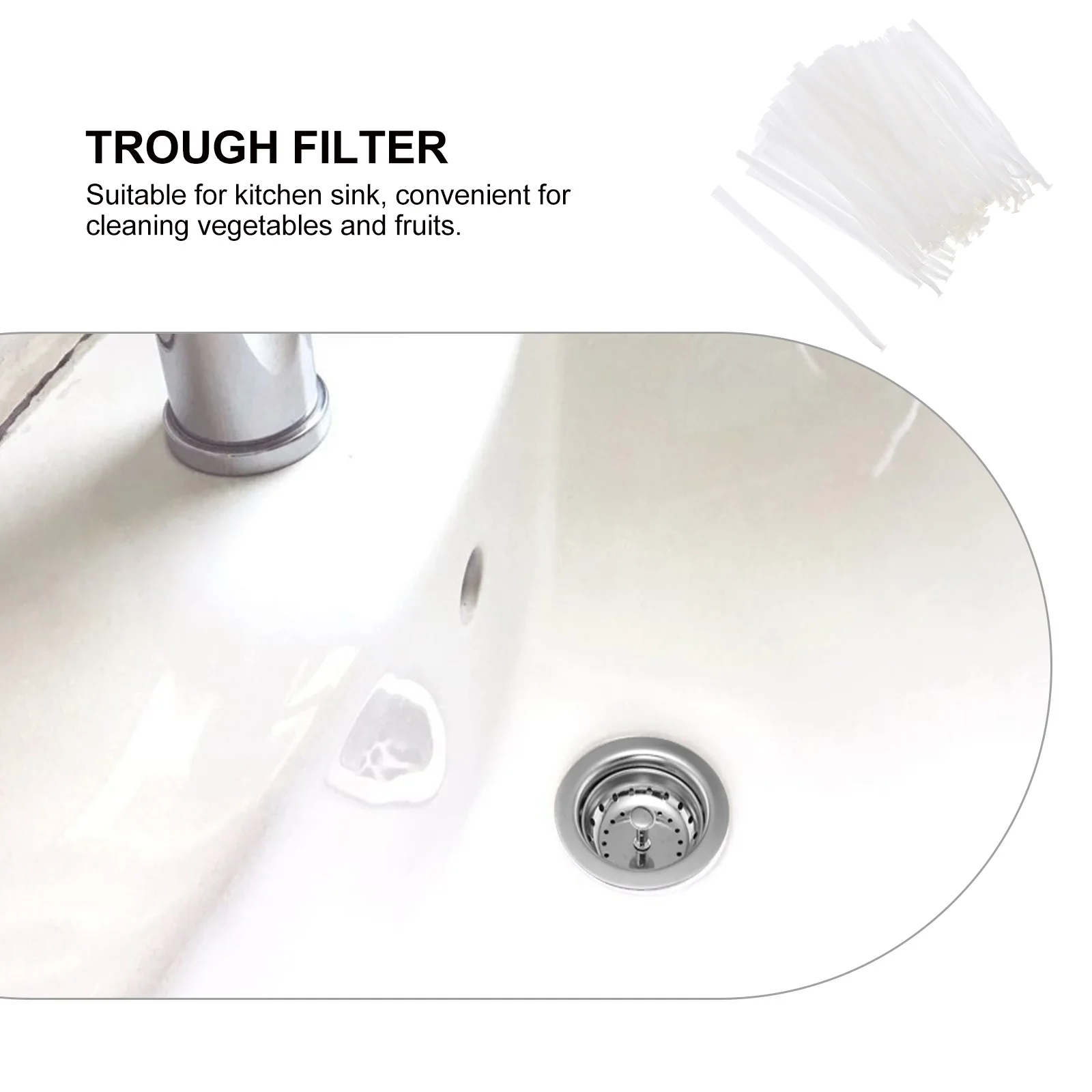 

100pcs Sink Mesh Filter Nets Disposable Elastic Mouth White Polyester Drain Strainer Clog Prevention Durable Material Fits