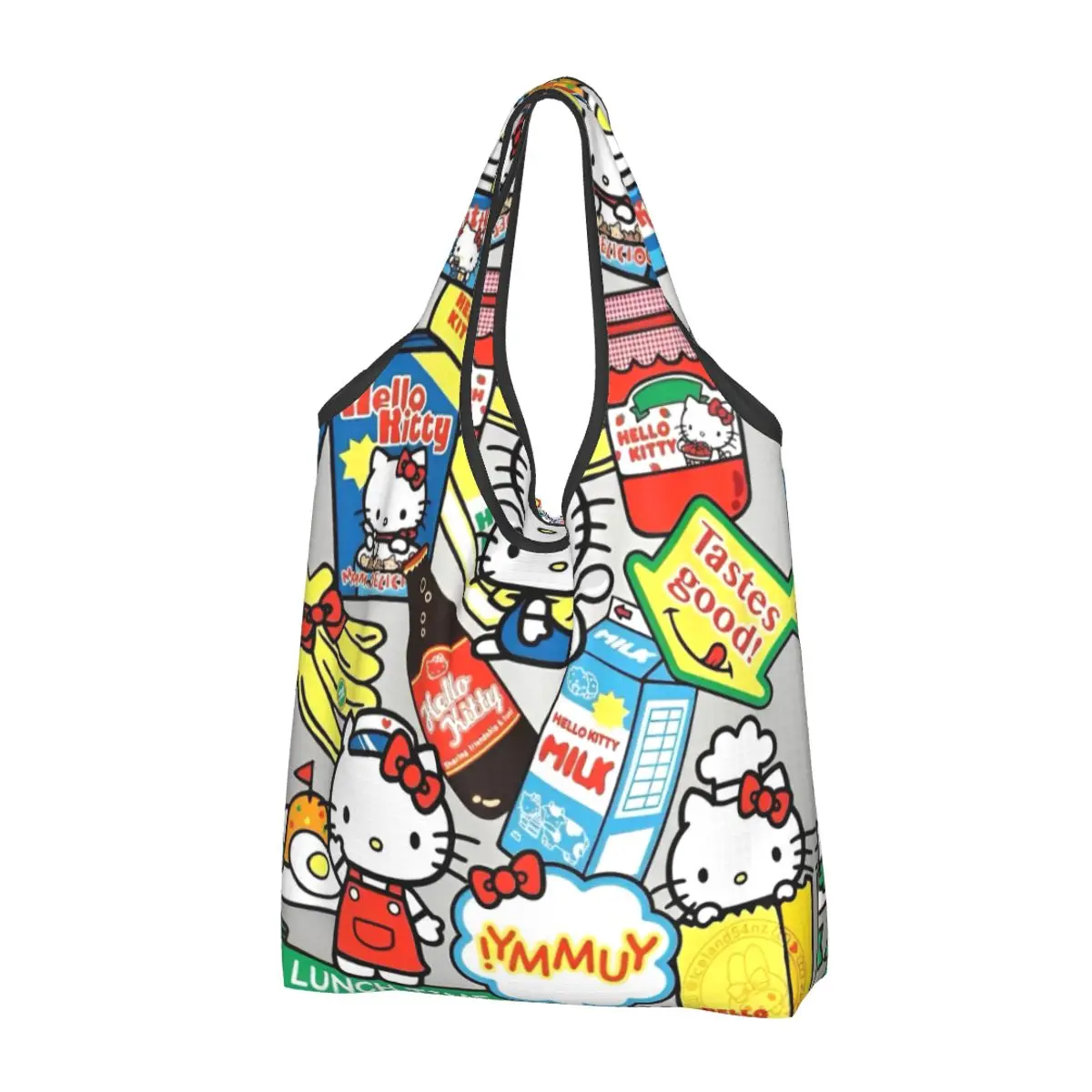 

Сумка-шоппер в стиле аниме «Hello Kitty», сумка через плечо с рисунком кота, женская эстетичная большая сумка из полиэстера, женские сумки для колледжа