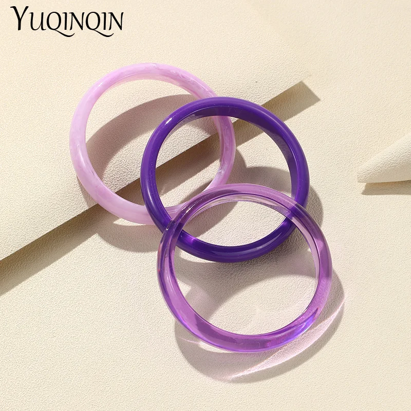 3PCS/Set Trendy Fashion Resin Acrylic Bangles For Women Geometry Round Colorful Bangle Bracelets Charm Simple Party Punk Jewelry