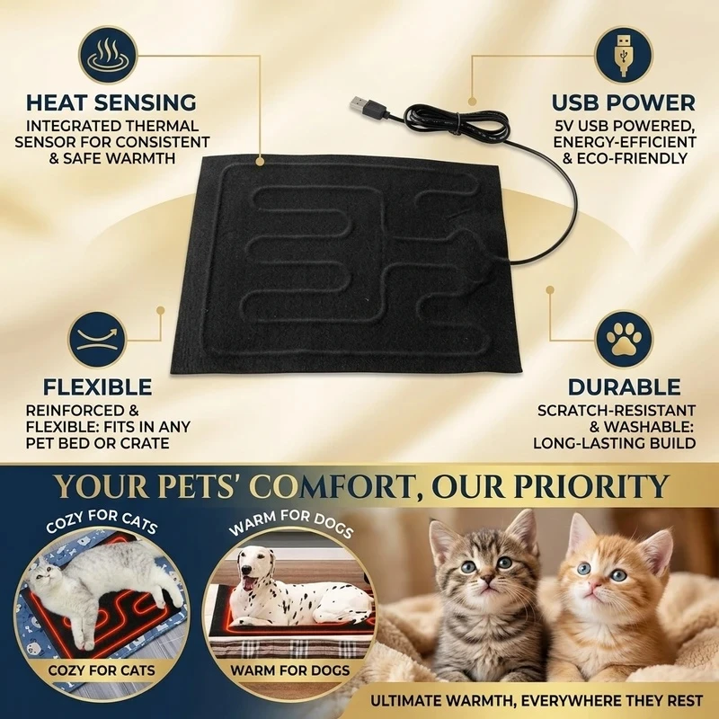 USB Folding Heated Sheet Heating Winter Warm Pad Cushion Waterproof Car Seat Heating Pet Cushion Temperature Control Heating Pad