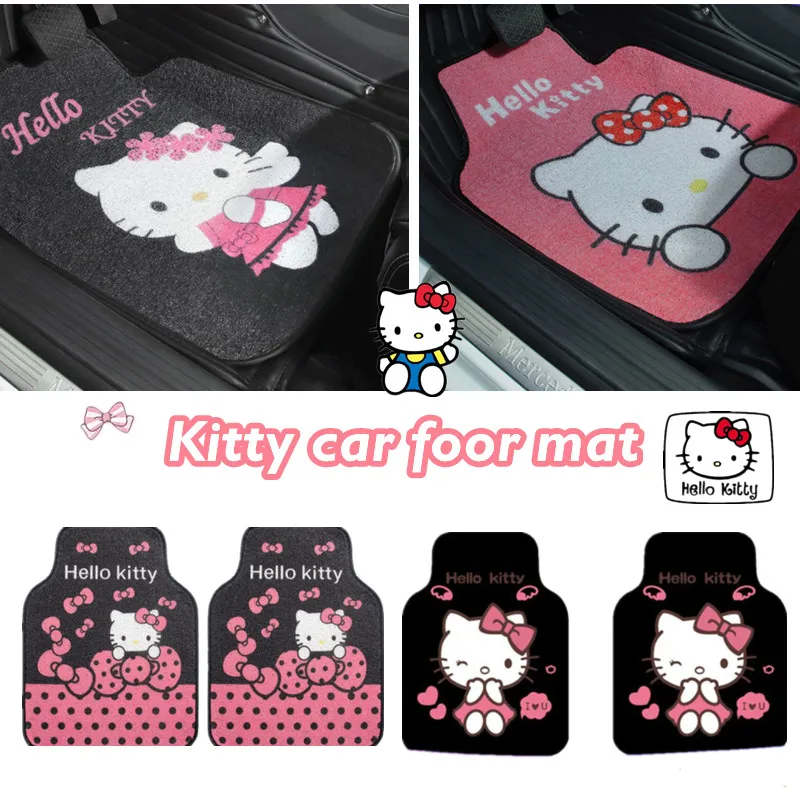 

Милый коврик Hello Kitty на дверь автомобиля, шелковая петля, Универсальный Легко Очищаемый монолитный мультяшный кавайный автомобильный коврик, подушка для девочки, Декор, подарок