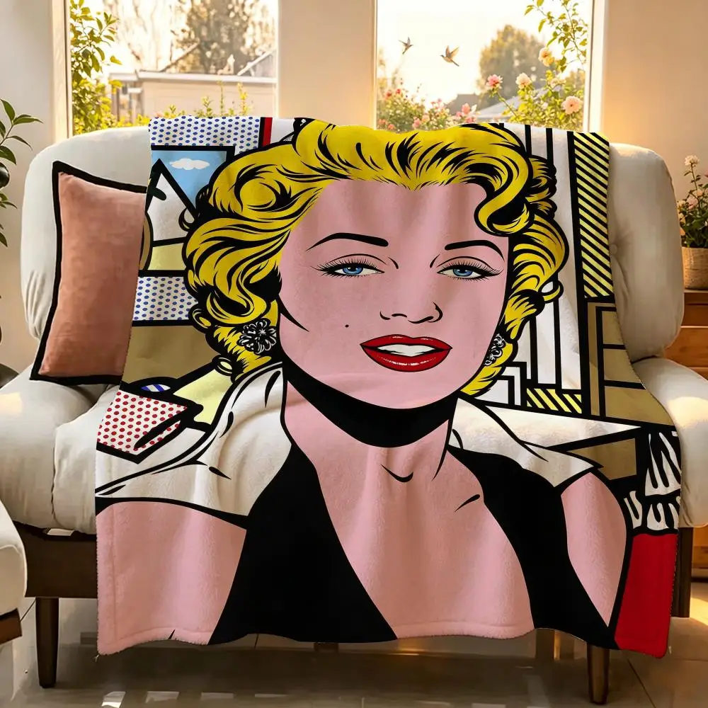 Artist Pop R-Roy Lichtenstein Throw Flannel Throw Blanket Suitable warm for Sofa、Living Room、Bedroom soft