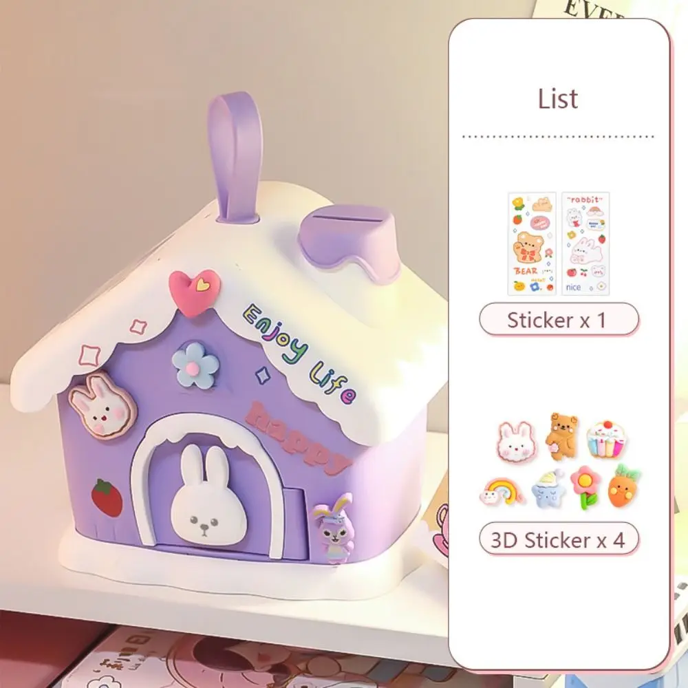 

Fashion Mushroom House Money Box Portable Plastic Cash Box Security Key Lock Coin Bank Gift