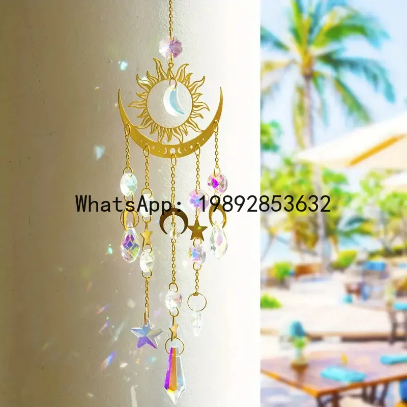 FL Flame Moon Crystal Crafts Wind Chime Pendant Special for Garden Decoration Pendant Sunshine Catcher