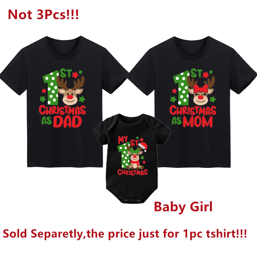 My First Christmas As Dad/mom Print Family Matching Clothes Mother Father T-shirt Baby Romper Xmas Party Family Outfit T Shirts