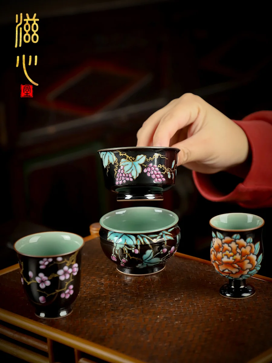 High-End Ugyen Double-Sided Glaze Hand-Painted Main Cup Tea Personal Dedicated Ceramic Single Unisex Household