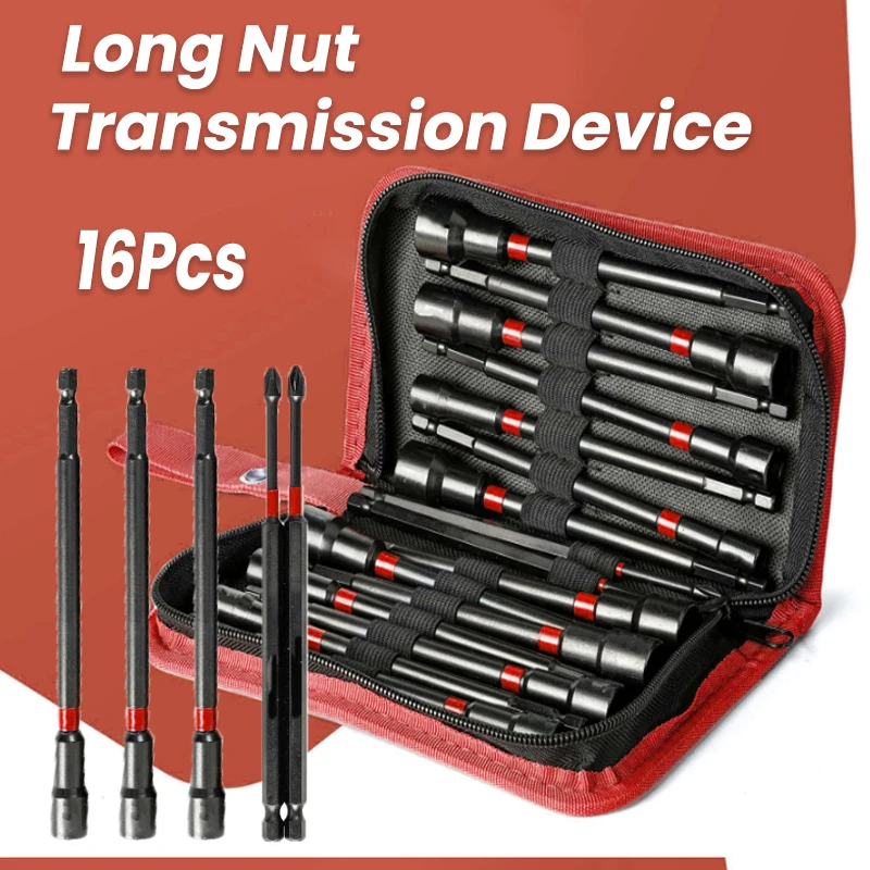 16Pcs Magnetic Nut Driver Set Long Nut Drivers for Impact Drill 1/4\