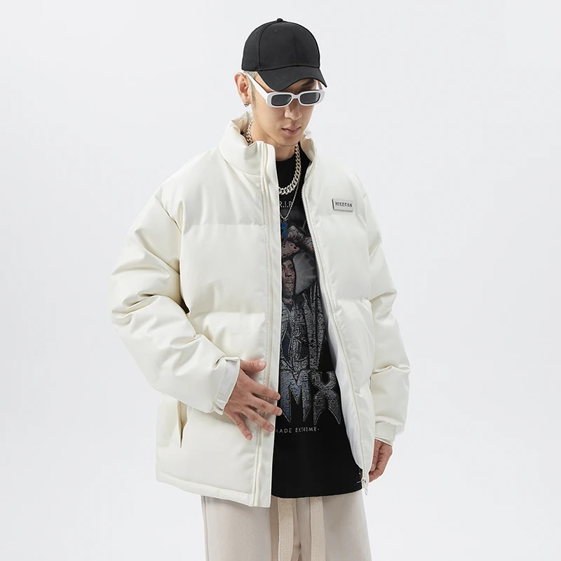 

Утепленная куртка из искусственной кожи и хлопка для мужчин, зимняя теплая дутая куртка с цветными вставками, модная брендовая хлопковая верхняя одежда