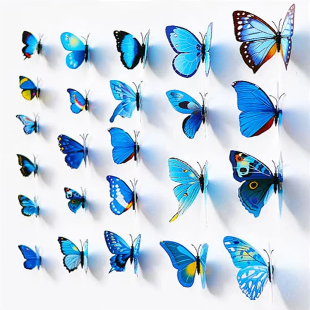 12Pcs Butterfly Shaped Magnet Wall Sticker PVC Art Butterflies Decal Home Decor Kid Room 3D DIY Wall Mural Stickers