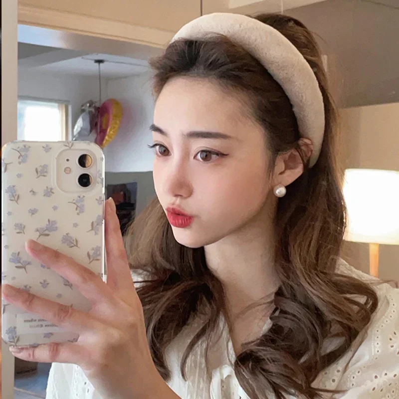 Korean Soft Fluffy Furry Headband Thick Plush Hair Hoop Women Warm Faux Fur Bezel Wide Head Hoop Hairbands DIY Hair Accessories