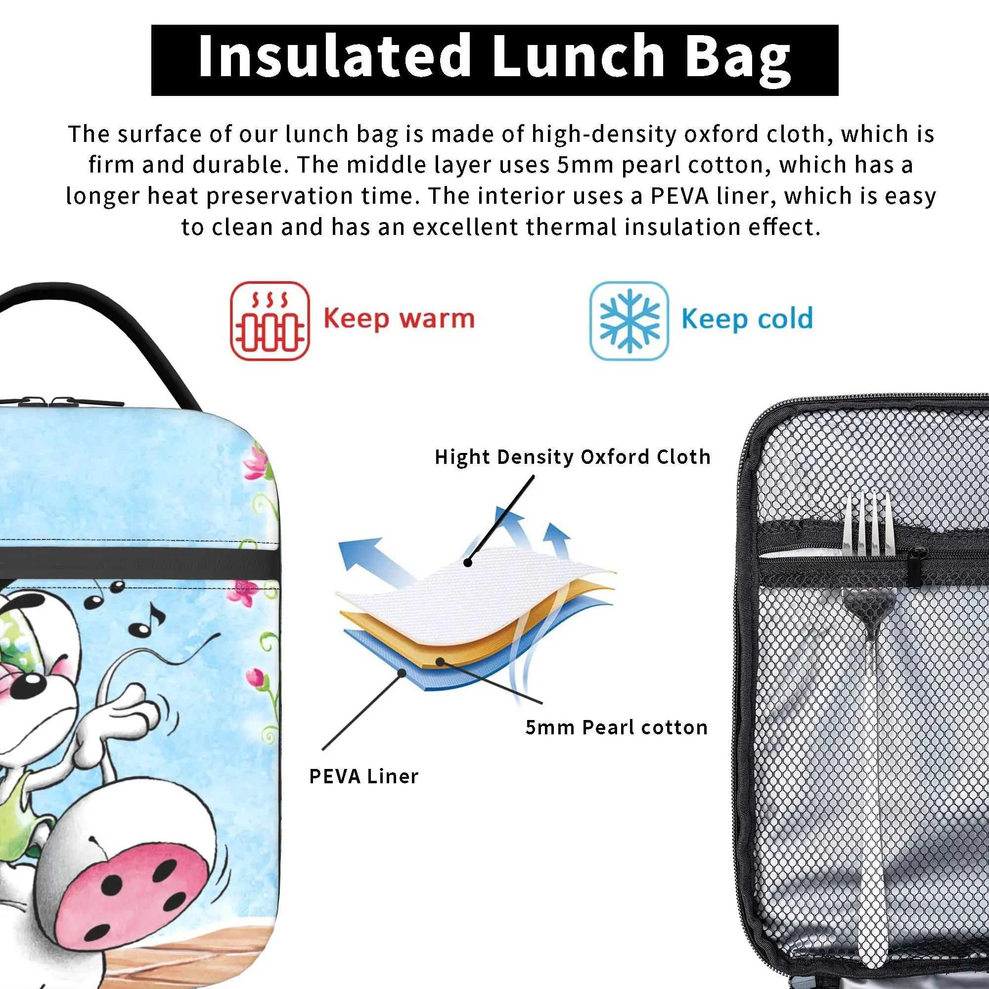 Diddl and Diddlina   Lunch Bag  Funny Lunch Box For Adult Picnic Portable Cooler Bag Oxford Custom Thermal Tote Handbags