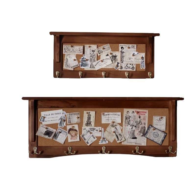 Message board Photo board Foyer porch Bedroom Solid wood coat and hat hook