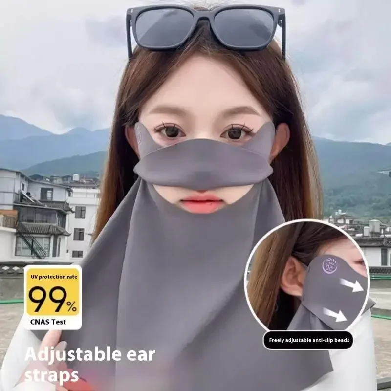 Summer Ice Silk UV Protection Face Cover - Solar Cycling Mask for Men, Bicycle & Driving Sun Resistant Mask