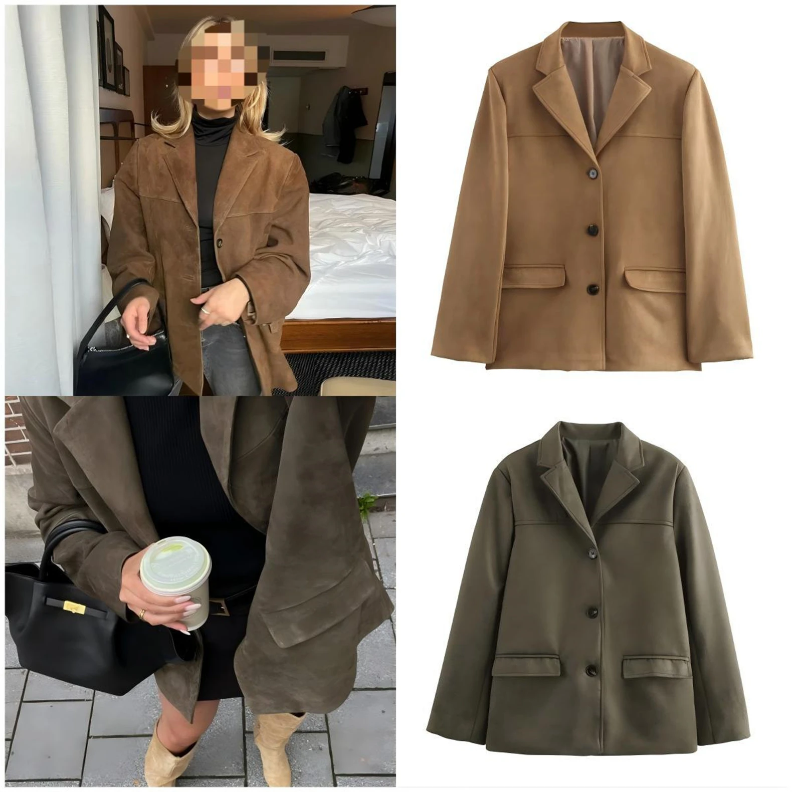 

Women's Jacket 2025 New Arrival Casual Fashion Solid Color Vintage Single-Breasted Jacket