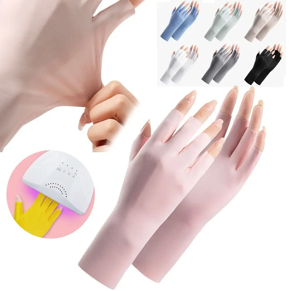 Anti -Uv Rays Sunscreen Gloves Led Lamp Protect Finger Skin Nail Painting Gloves Nail Uv Protection Radiation Proof