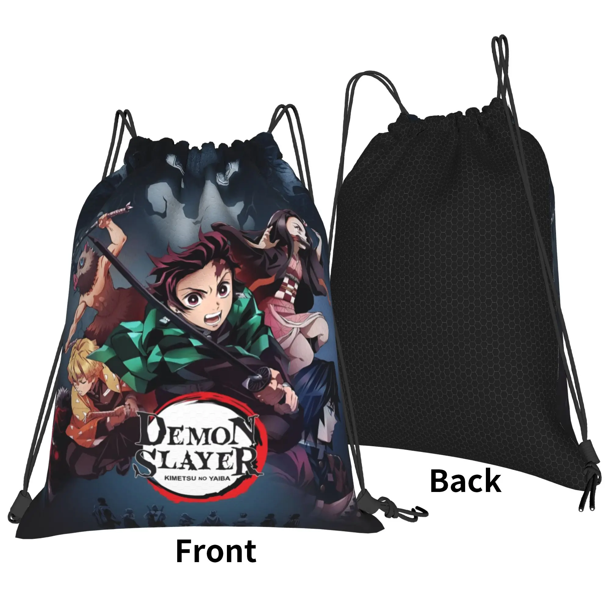 Custom D-Demons Slayers Drawstring Backpack Women Men Sport Gym Sackpack Portable Unique Anime Cartoon Comic Shopping Bag Sack