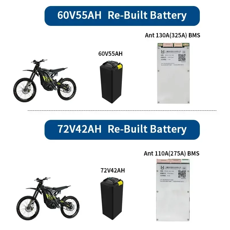 For SURRON Light Bee X S Battery SUR RON Ant BMS 60V 72V 16S 17S 20S 325A  RS485 Module Bluetooth Large Capacity DIY SUR-RON