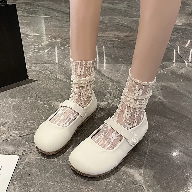 2024 Autumn New Barefoot PU Ballet Shoes for Women Flat Bottom Comfortable Soft Bottom Scattered Wide Toe Box Lightweight