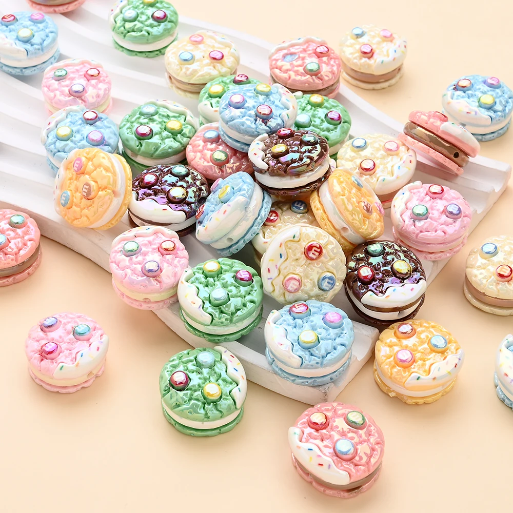 

10Pcs Colored Resin Beads Puff Shaped Teether Focus Bead For Pacifier Chain DIY Accessories Teething