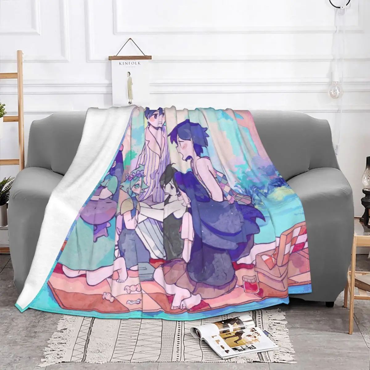 

Omori Game Basil Mari Kel Aubrey Blanket Fleece Decoration Cartoon Anime Soft Throw Blanket for Sofa Travel Plush Thin Quilt