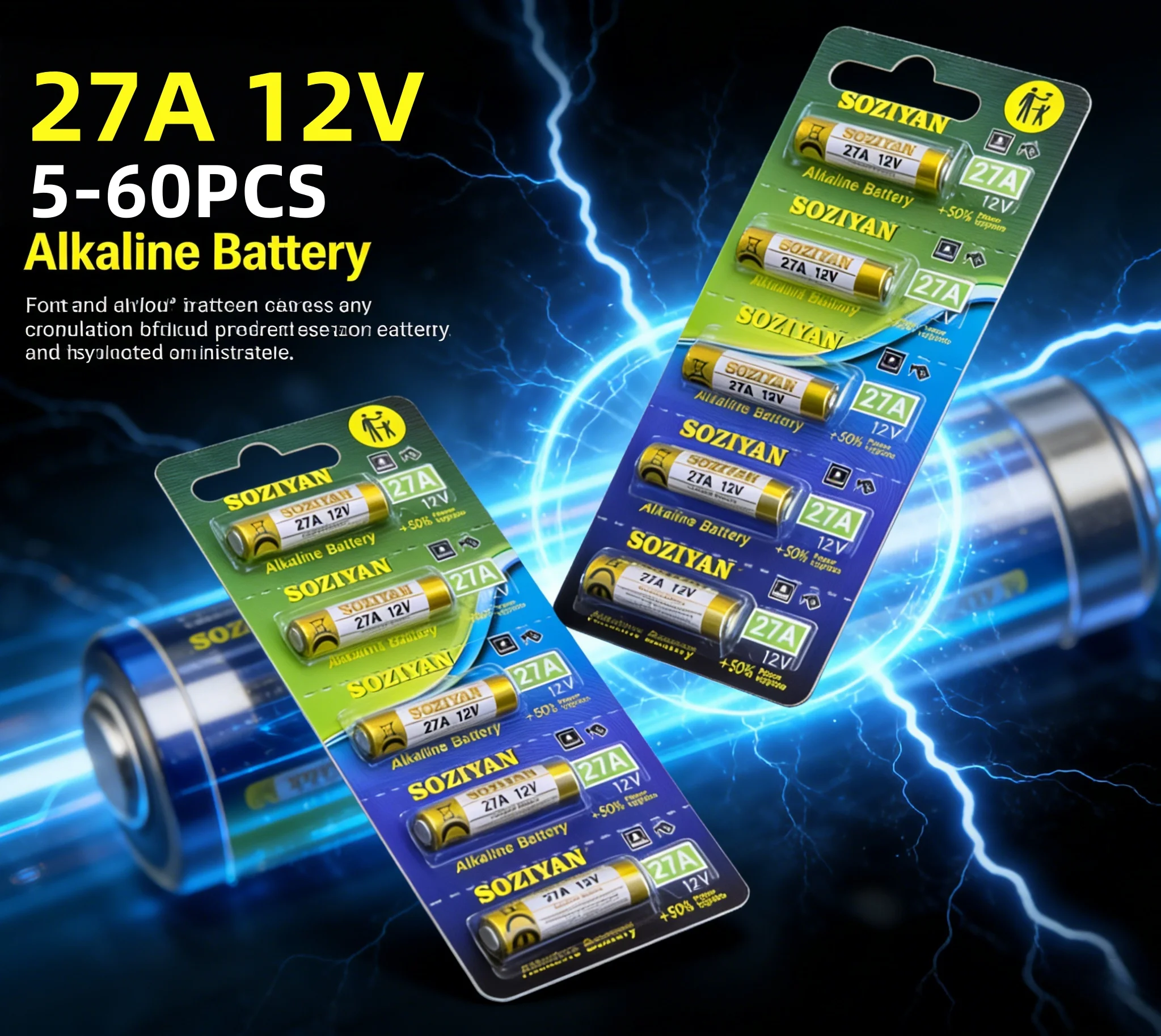 

5-60PCS 12V 27A Alkaline Battery, High Power & Long-Lasting, for Doorbell, Remote Control, Gamepad, Toys