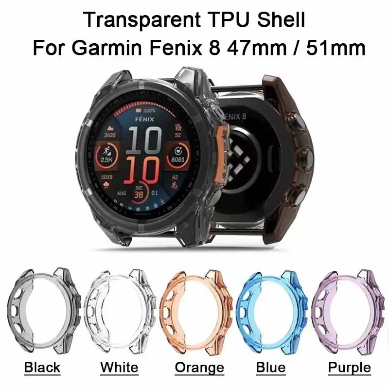 Şeffaf TPU izle kabuk için Garmin Fenix 8 47mm 51mm AMOLED güneş olmayan sararma Hollow darbeye ön koruyucu yumuşak kılıf