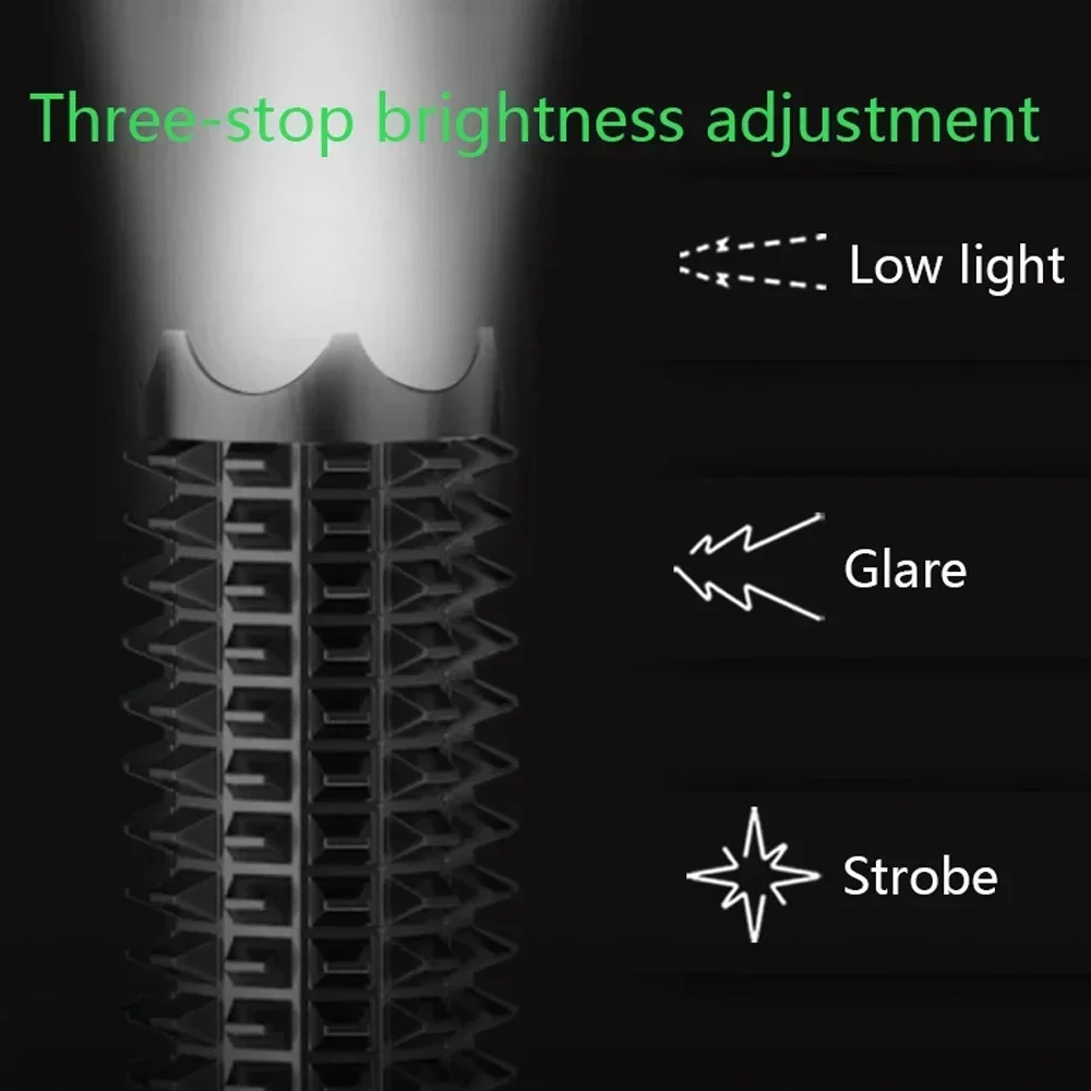 Kij baseballowy latarka LED stop aluminium z możliwością ustawiania ostrości Zoom Super jasne światło samoobrony Mace Light tactical Baton latarka