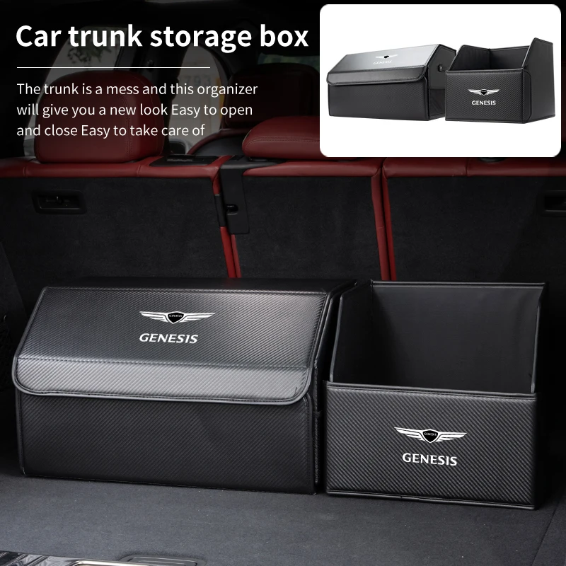 Car Boot Organiser Storage Box Large Capacity Foldable Storage Box For Genesis GV70 GV80 EV BH G80 GV90 2019 2020 2023 G70 G90