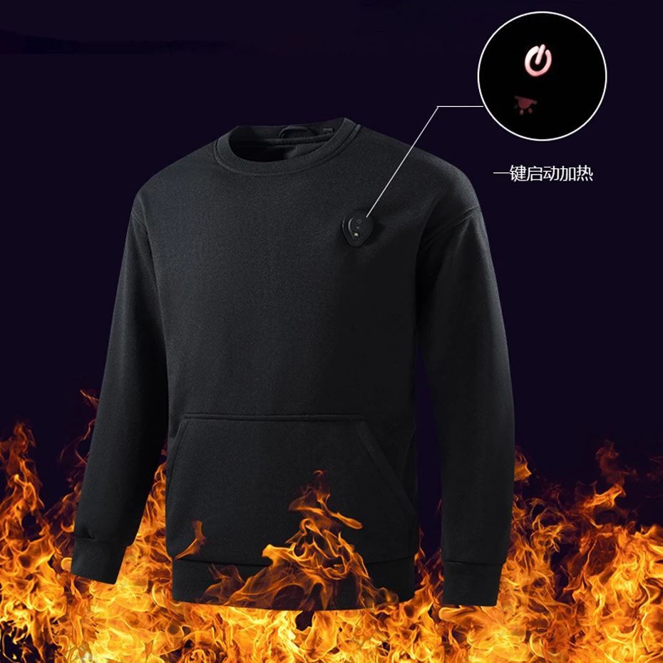 USB Heating Sweatshirt Men 5 Zones Electric Heated Sweatshirt Autumn Winter Warm Pullover Male Big Size 5XL
