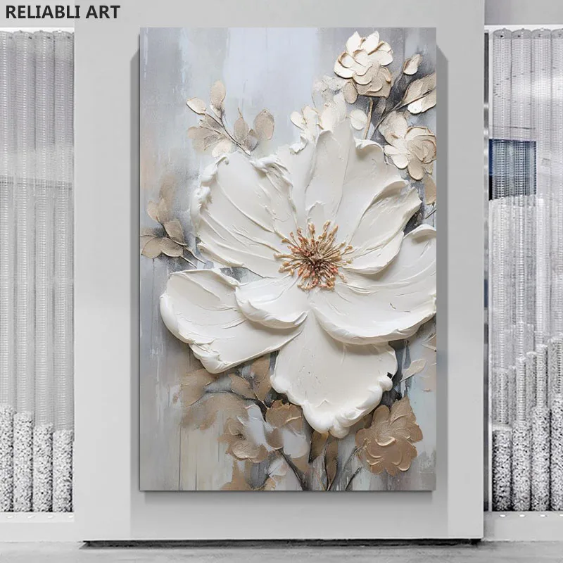 

Blooming White Flowers On Canvas, Poster,Print Painting Abstract Wall Art Picture For Nordic Living Room Decor Cuadros Unframed