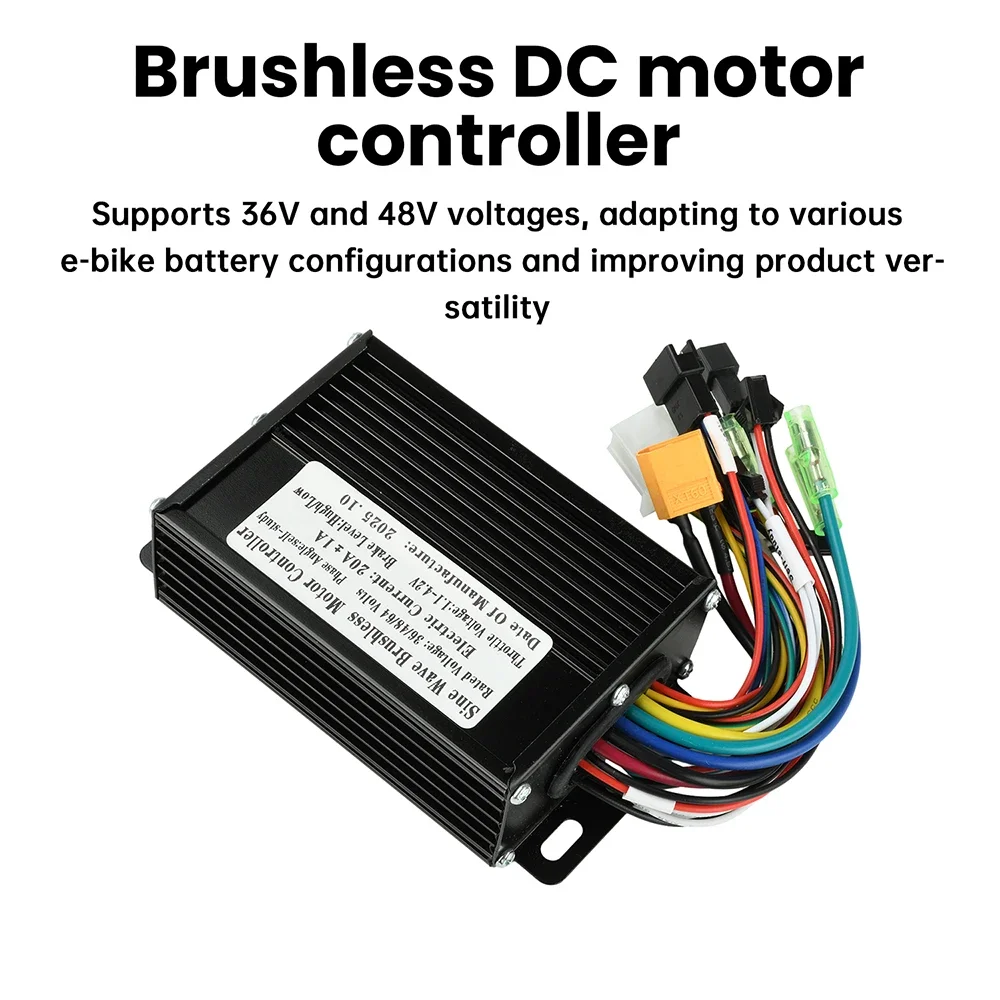 Electric Bicycle Sine Wave Brushless Motor Controller 36V 48V 20A 350W-500W with SM Connectors Protocol 2 LCD Instrument