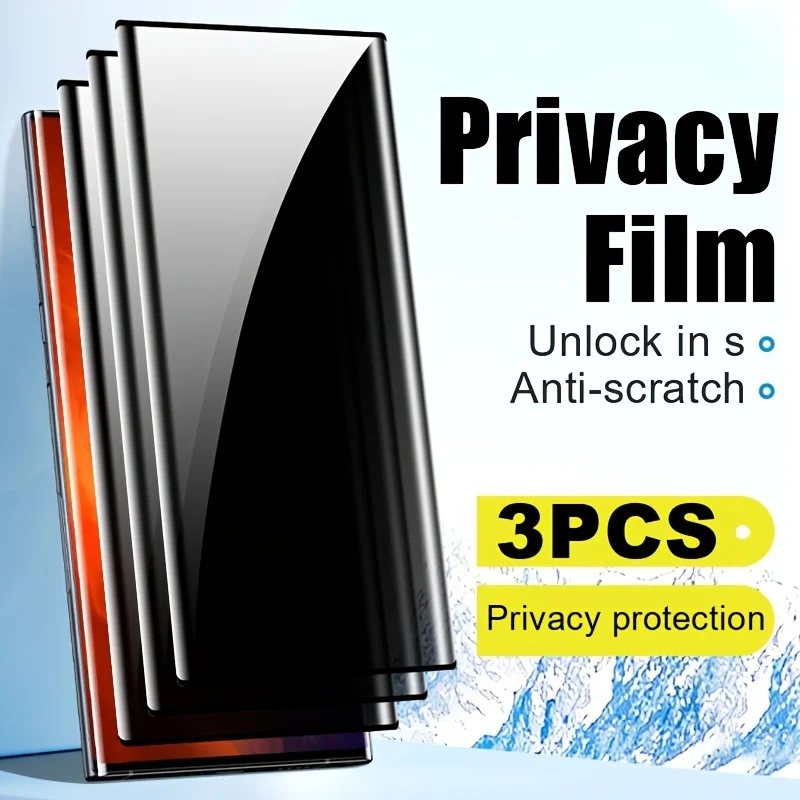 

3Pcs Privacy Tempered Glass Screen Protector for Samsung S25 S24 Ultra S23 S22 S21 Plus FE Anti-Scratch Smartphone Film