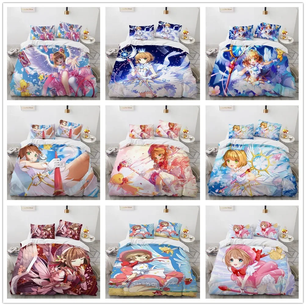 

Anime Cardcaptor Sakura Bedding Set Duvet Cover Bedroom Comforter Covers Single Twin King Size Quilt Cover Home Textile 2/3PCS