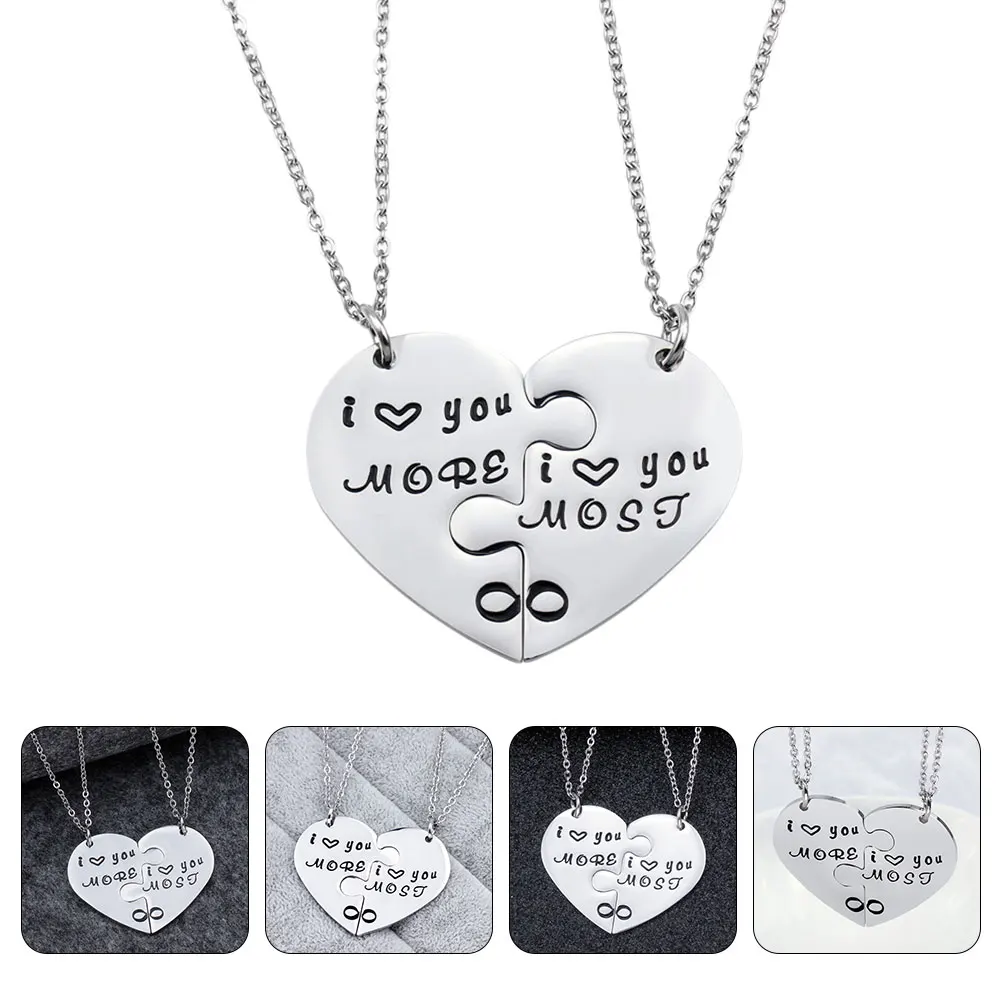 

1Pair Couple Heart Pattern Neck Chain Splice Necklace Elegant Neck Decoration for Party Engagement Wedding Summer Picnic