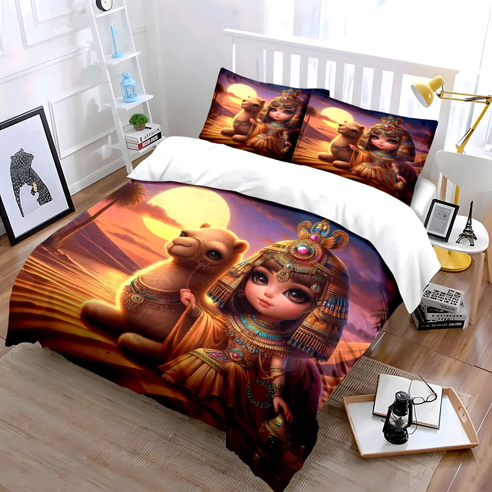 Decorated camel with noble under desert sunset Printed Duvet Cover Set1 Duvet Cover+2 PillowcaseMulti Size Bedroom Bedding Decor