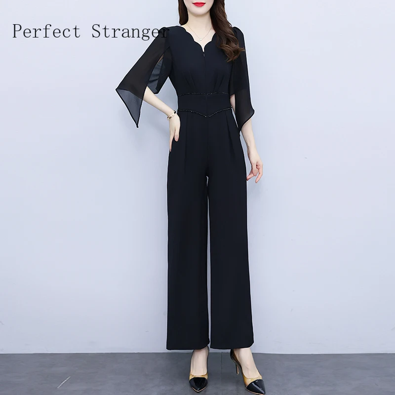 

2024 Summer New Casual Y2K Clothes Short Sleeve V Neck Bodycon Beads Jumpsuit Women Sporty Streetwear Romper Outfits Black