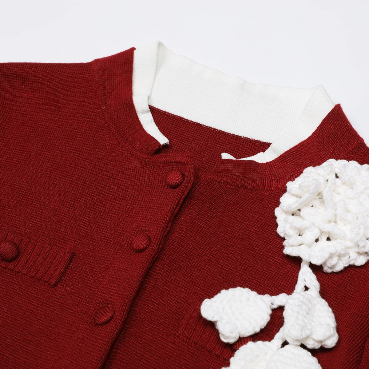 High Quality New Elastic Knitted Three-dimensional Chest Flower Long Sleeved Cardigan+pleated Half Skirt Women's Set