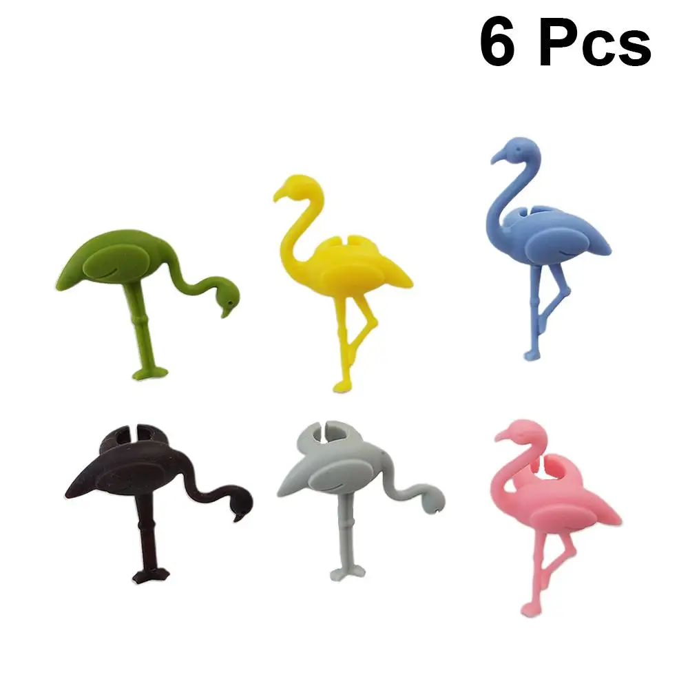 

6PCS Flamingo Glass Tags Silicone Drink Markers Party Red Charm Distinction Christmas Birthday Anniversary Housewarming