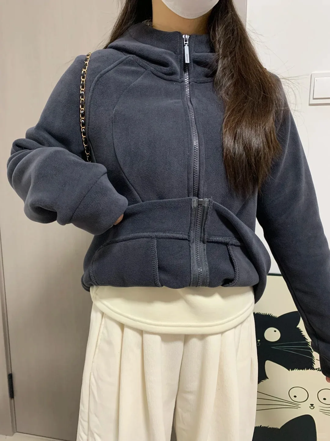 Sudadera de lana sin sombrero para mujer, Sudadera con capucha pesada para otoño, ropa para el centro, elegante, encantadora, con contraste de albaricoque Ins