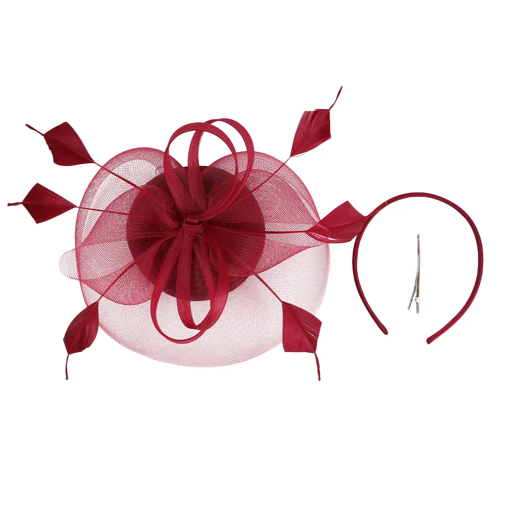 

Flower Headband Lightweight Elegant Women Hat Mesh Artificial Plume Fascinator For Tea Party Wedding Banquet