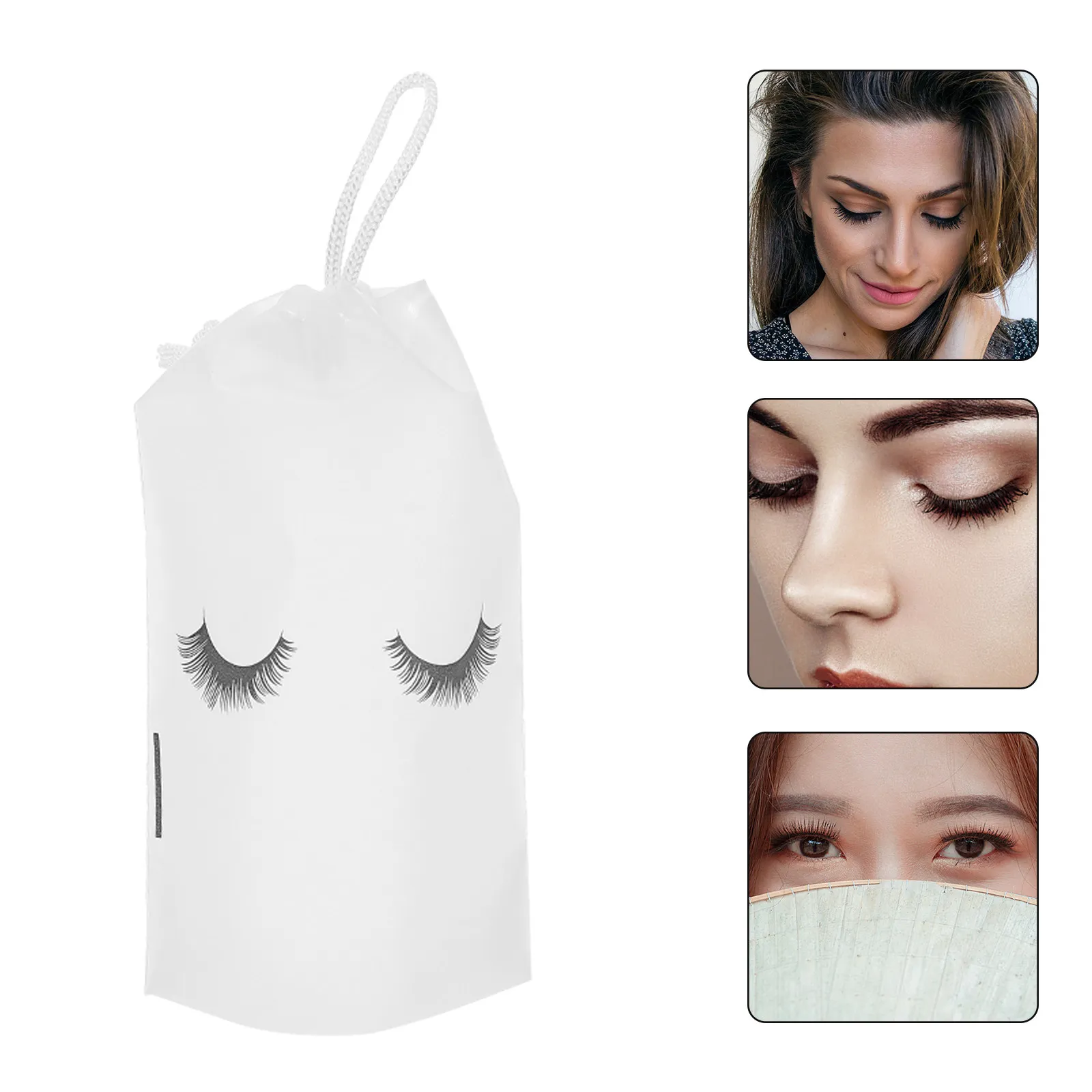 

50 шт. косметичек с дизайном ресниц, на шнурке, водонепроницаемые, для путешествий, для хранения туалетных принадлежностей и средств личной гигиены