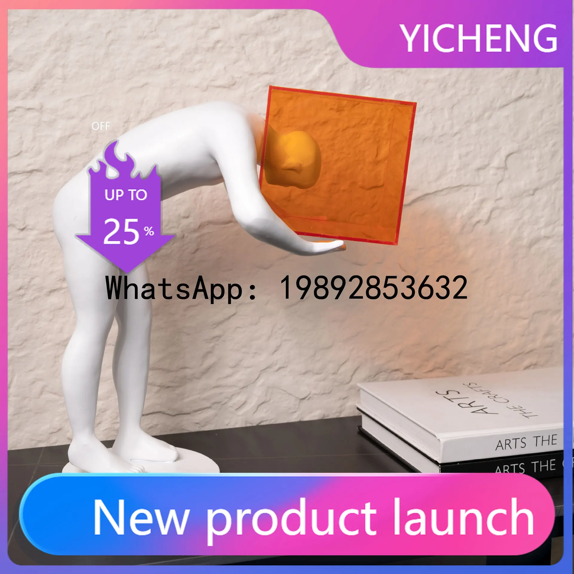 

P4-3 modern simple acrylic orange cage figure sculpture resin ornament living room porch hotel home decoration